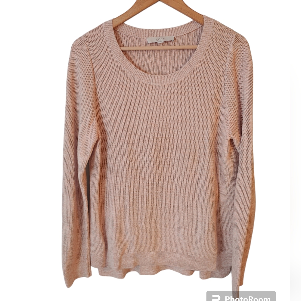 Loft Pinkish-Tan Long Sleeve Knit Sweater Size Large